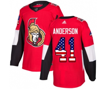 Adidas Senators #41 Craig Anderson Red Home Authentic USA Flag Stitched NHL Jersey