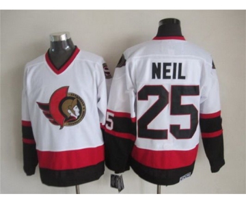 Men's Ottawa Senators #25 Chris Neil 1997-98 White CCM Vintage Throwback Jersey