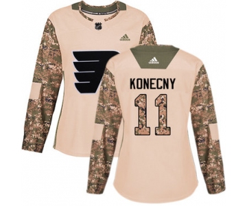 Adidas Philadelphia Flyers #11 Travis Konecny Camo Authentic 2017 Veterans Day Women's Stitched NHL Jersey