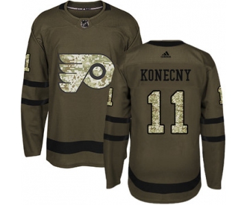 Adidas Philadelphia Flyers #11 Travis Konecny Green Salute to Service Stitched Youth NHL Jersey