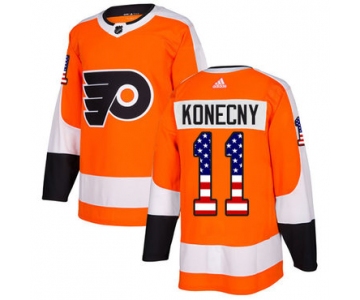 Adidas Philadelphia Flyers #11 Travis Konecny Orange Home Authentic USA Flag Stitched Youth NHL Jersey