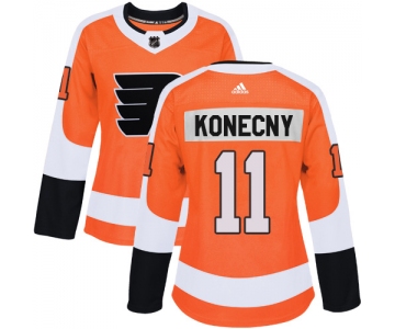 Adidas Philadelphia Flyers #11 Travis Konecny Orange Home Authentic Women's Stitched NHL Jersey