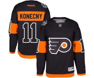 Flyers #11 Travis Konecny Black 2017 Stadium Series Stitched Youth NHL Jersey