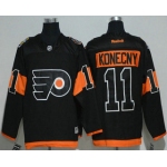 Men's Philadelphia Flyers #11 Travis Konecny Black 2017 Stadium Series Stitched NHL Reebok Hockey Jersey