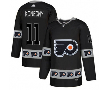 Men's Philadelphia Flyers #11 Travis Konecny Black Team Logos Fashion Adidas Jersey