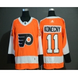 Men's Philadelphia Flyers #11 Travis Konecny Orange Adidas Stitched NHL Jersey