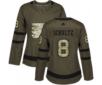 Adidas Flyers #8 Dave Schultz Green Salute to Service Women's Stitched NHL Jersey