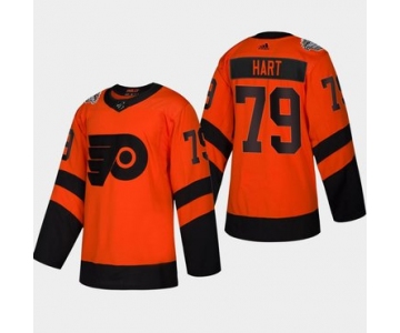 Men's #79 Carter Hart Flyers Coors Light 2019 Stadium Series Orange Authentic Jersey