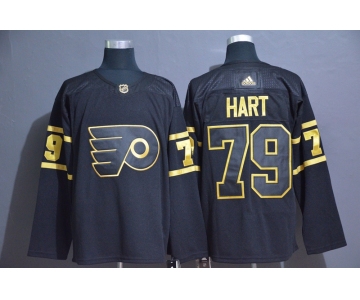 Men's Philadelphia Flyers #79 Carter Hart Black Golden Adidas Stitched NHL Jersey