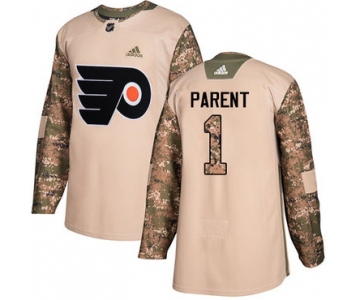 Adidas Philadelphia Flyers #1 Bernie Parent Camo Authentic 2017 Veterans Day Stitched Youth NHL Jersey