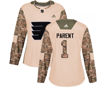 Adidas Philadelphia Flyers #1 Bernie Parent Camo Authentic 2017 Veterans Day Women's Stitched NHL Jersey
