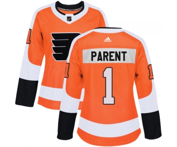 Adidas Philadelphia Flyers #1 Bernie Parent Orange Home Authentic Women's Stitched NHL Jersey