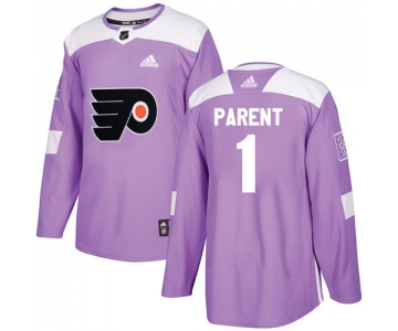 Adidas Philadelphia Flyers #1 Bernie Parent Purple Authentic Fights Cancer Stitched Youth NHL Jersey