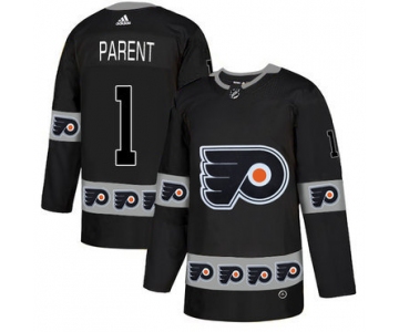 Men's Philadelphia Flyers #1 Bernie Parent Black Team Logos Fashion Adidas Jersey