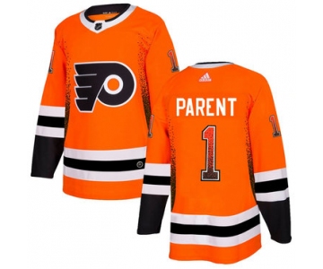 Men's Philadelphia Flyers #1 Bernie Parent Orange Drift Fashion Adidas Jersey