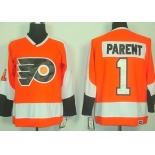 Philadelphia Flyers #1 Bernie Parent Orange Throwback CCM Jersey
