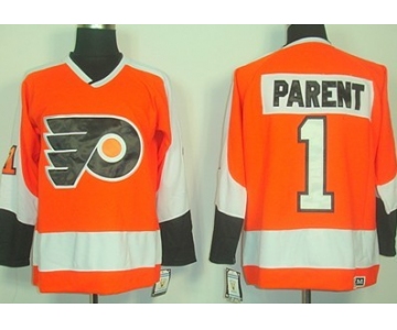 Philadelphia Flyers #1 Bernie Parent Orange Throwback CCM Jersey