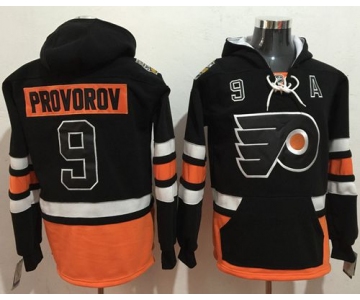 Flyers #9 Ivan Provorov Black Name & Number Pullover NHL Hoodie