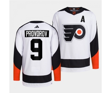 Men's Philadelphia Flyers #9 Ivan Provorov White 2022 Reverse Retro Stitched Jersey