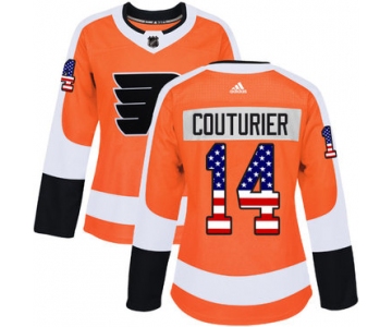 Adidas Philadelphia Flyers #14 Sean Couturier Orange Home Authentic USA Flag Women's Stitched NHL Jersey