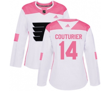 Adidas Philadelphia Flyers #14 Sean Couturier White Pink Authentic Fashion Women's Stitched NHL Jersey