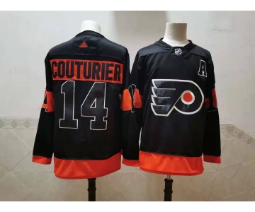 Men's Philadelphia Flyers #14 Sean Couturier Black Adidas 2020-21 Stitched NHL Jersey