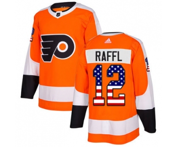 Adidas Flyers #12 Michael Raffl Orange Home Authentic USA Flag Stitched NHL Jersey