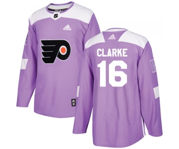 Adidas Flyers #16 Bobby Clarke Purple Authentic Fights Cancer Stitched NHL Jersey