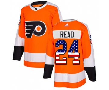 Adidas Flyers #24 Matt Read Orange Home Authentic USA Flag Stitched NHL Jersey