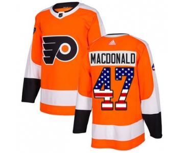 Adidas Flyers #47 Andrew MacDonald Orange Home Authentic USA Flag Stitched NHL Jersey