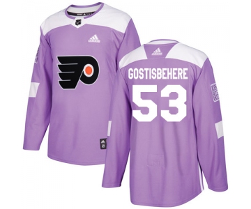 Adidas Flyers #53 Shayne Gostisbehere Purple Authentic Fights Cancer Stitched NHL Jersey