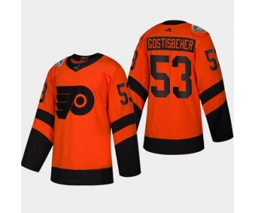 Men's #53 Shayne Gostisbehere Flyers Coors Light 2019 Stadium Series Orange Authentic Jersey