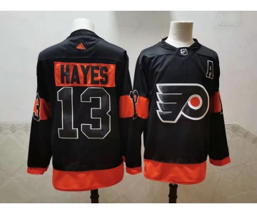 Men's Philadelphia Flyers #13 Kevin Hayes Black Adidas 2020-21 Stitched NHL Jersey