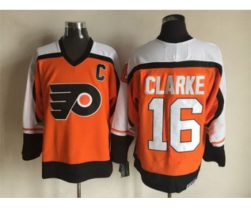 Men's Philadelphia Flyers #16 Bobby Clarke 1997-98 Orange CCM Vintage Throwback Jersey