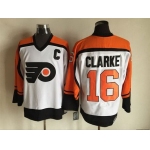 Men's Philadelphia Flyers #16 Bobby Clarke 1997-98 White CCM Vintage Throwback Jersey