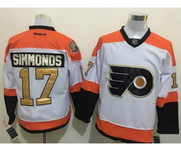 Men's Philadelphia Flyers #17 Wayne Simmonds White 50th Anniversary Gold Stitched NHL Reebok Hockey Jersey