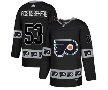 Men's Philadelphia Flyers #53 Shayne Gostisbehere Black Team Logos Fashion Adidas Jersey