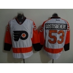 Men's Philadelphia Flyers #53 Shayne Gostisbehere Philadelphia Flyers Reebok Premier White Away Jersey