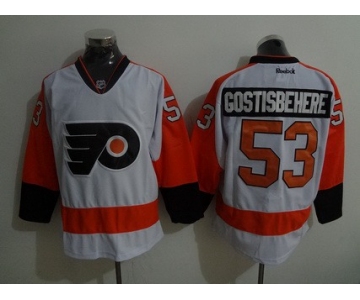 Men's Philadelphia Flyers #53 Shayne Gostisbehere Philadelphia Flyers Reebok Premier White Away Jersey
