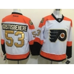 Men's Philadelphia Flyers #53 Shayne Gostisbehere White 50th Anniversary Gold Stitched NHL Reebok Hockey Jersey