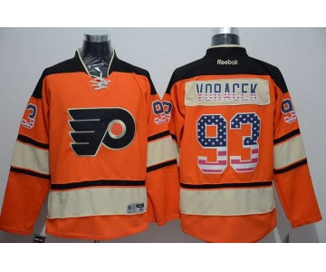 Men's Philadelphia Flyers #93 Jakub Voracek Reebok Orange Alternate NHL USA Flag Fashion Jersey