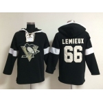 2014 Old Time Hockey Pittsburgh Penguins #66 Mario Lemieux Black Hoodie
