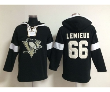 2014 Old Time Hockey Pittsburgh Penguins #66 Mario Lemieux Black Hoodie