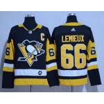 Adidas Pittsburgh Penguins #66 Mario Lemieux Black Alternate Authentic Stitched NHL Jersey