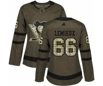 Adidas Pittsburgh Penguins #66 Mario Lemieux Green Salute to Service Women's Stitched NHL Jersey