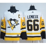 Adidas Pittsburgh Penguins #66 Mario Lemieux White Road Authentic Stitched NHL Jersey