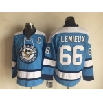 Men's Pittsburgh Penguins #66 Mario Lemieux 1960 Light Blue CCM Vintage Throwback Hockey Jersey