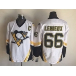 Men's Pittsburgh Penguins #66 Mario Lemieux 2002-03 White CCM Vintage Throwback Jersey