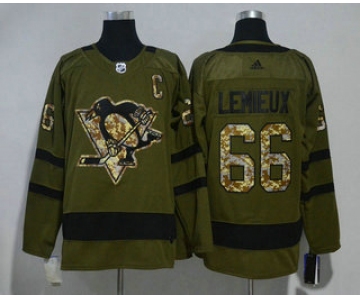 Men's Pittsburgh Penguins #66 Mario Lemieux Green Salute to Service 2017-2018 Hockey Stitched NHL Jersey