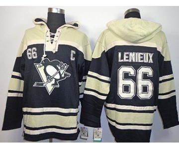 Old Time Hockey Pittsburgh Penguins #66 Mario Lemieux Black Hoodie